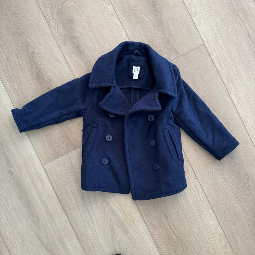 GAP Blue Peacoat Classic Double-Breasted Jacket